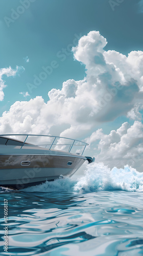 Realistic boat/yacht illustration | High Quality | Wallpaper	