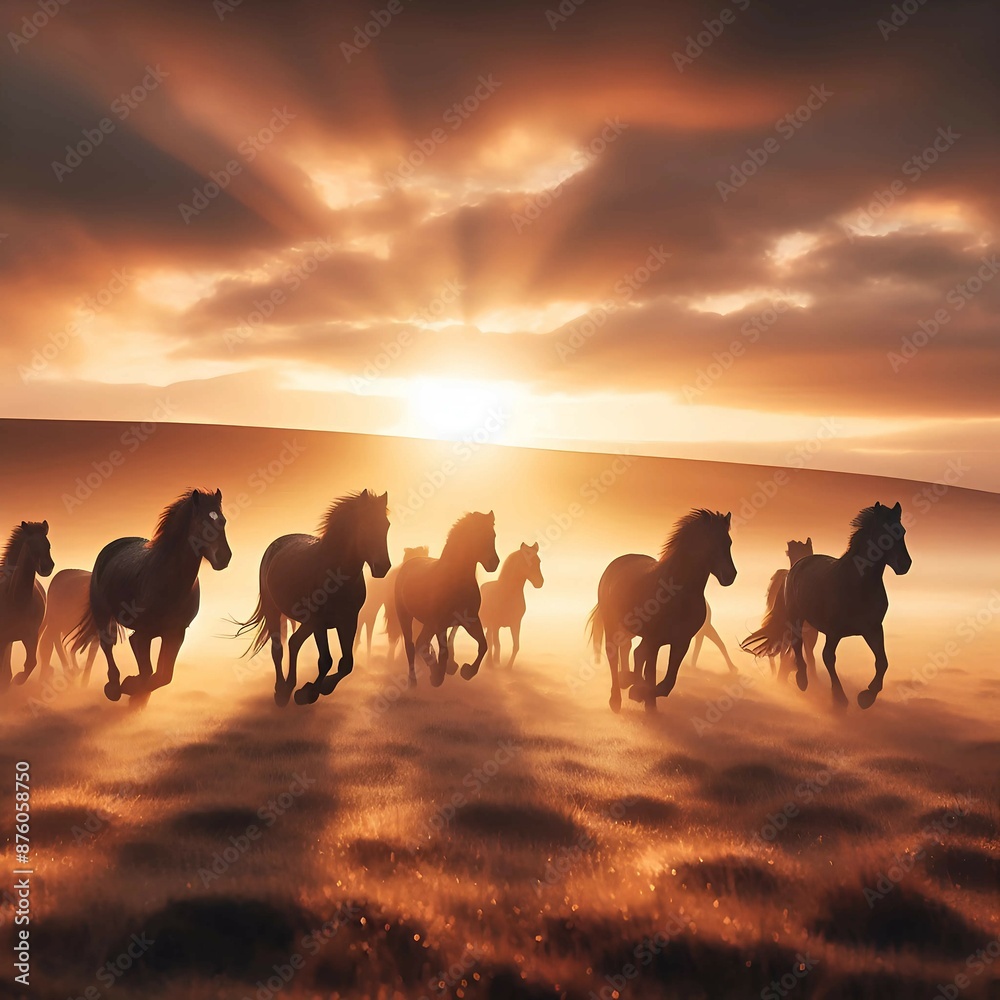 Fototapeta premium horse on sunset