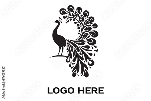 Minimalist Peacock Logo on White Backgroundwork photo