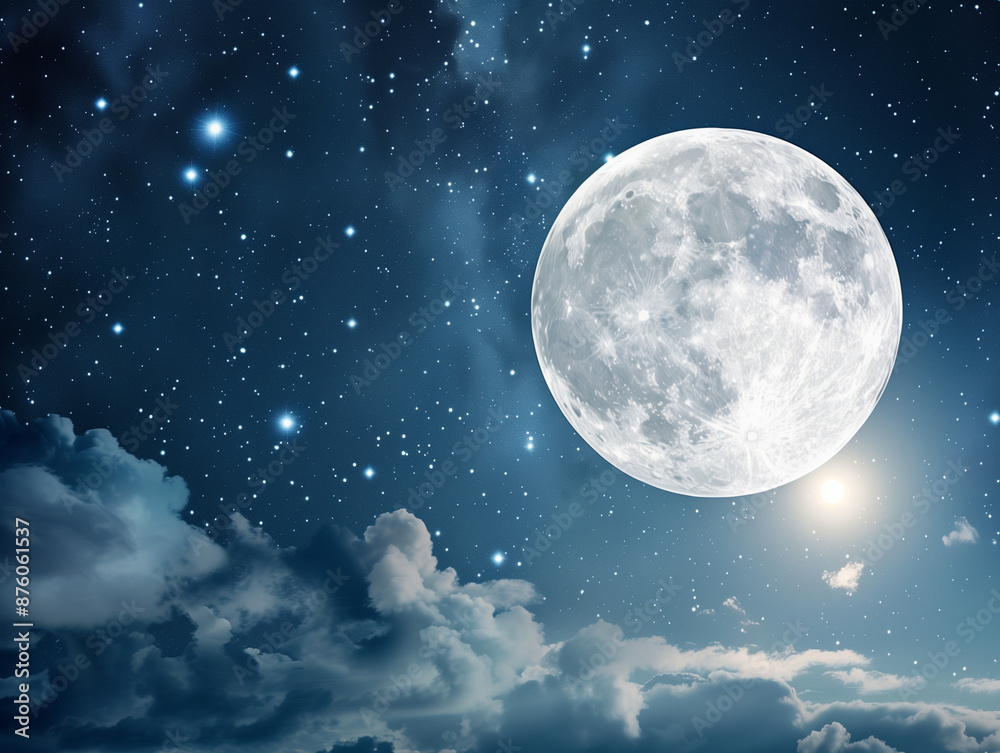 Moon in dark sky