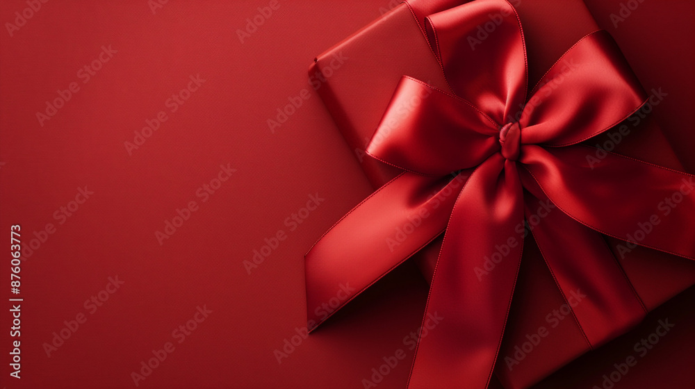 A gift card adorned with a vibrant satin ribbon, creating a bow on the top right corner. The box is positioned in the lower right section of a rich red, violet, blue, green, pink, orange backgrounds A gift card adorned with a vibrant satin ribbon, creating a bow on the top right corner. The box is positioned in the lower right section of a rich red, violet, blue, green, pink, orange backgrounds