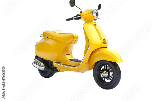 yellow vintage scooter on white background or isolated transparent png