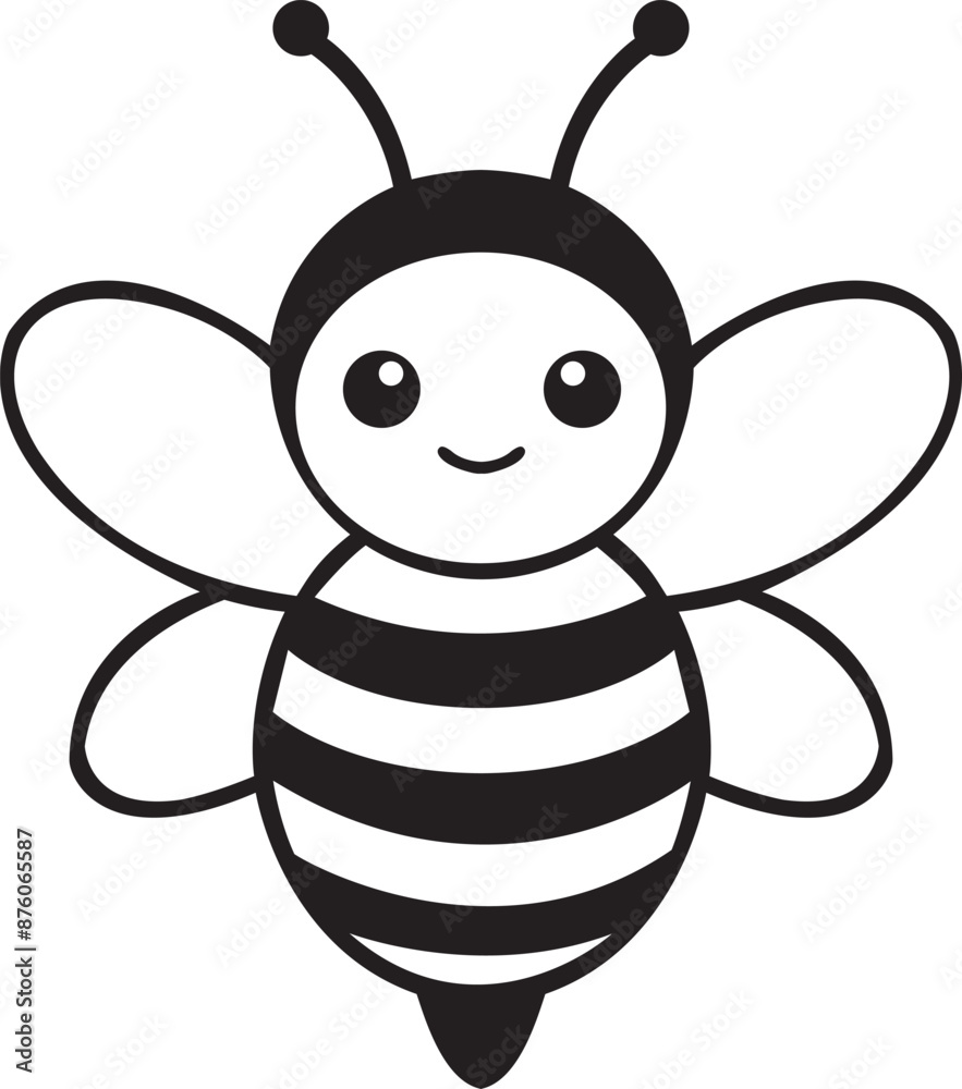 Black And White Bee Cartoon