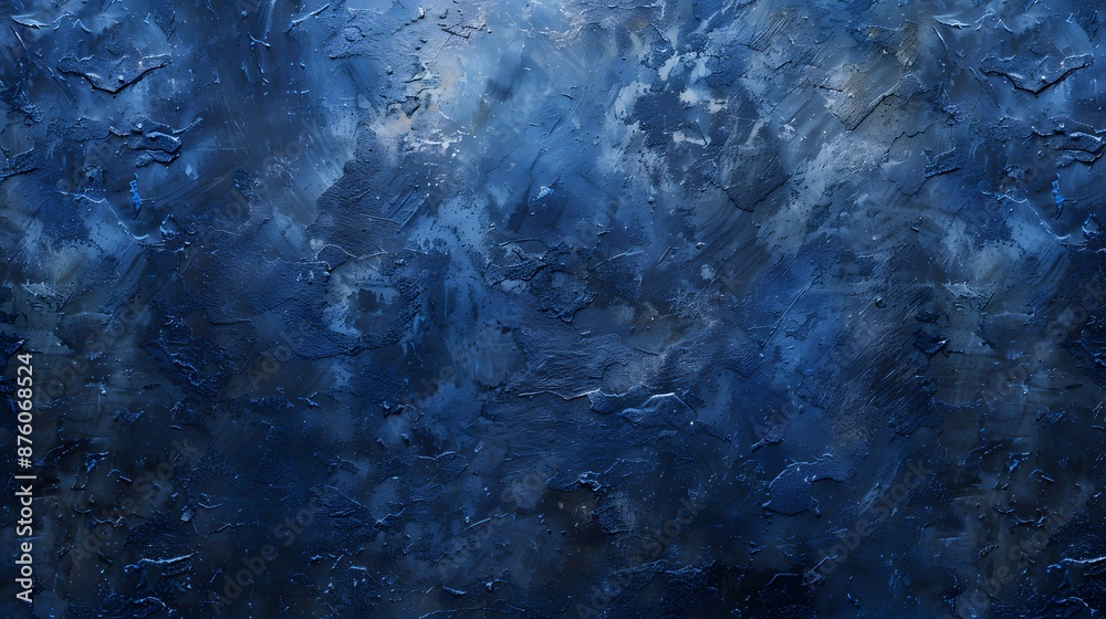 Grunge navy dark blue abstract texture background. Blue paint on old vintage concrete stucco wall surface with grain pattern for template banner graphic creative art card design, backdrop, wallpaper. 