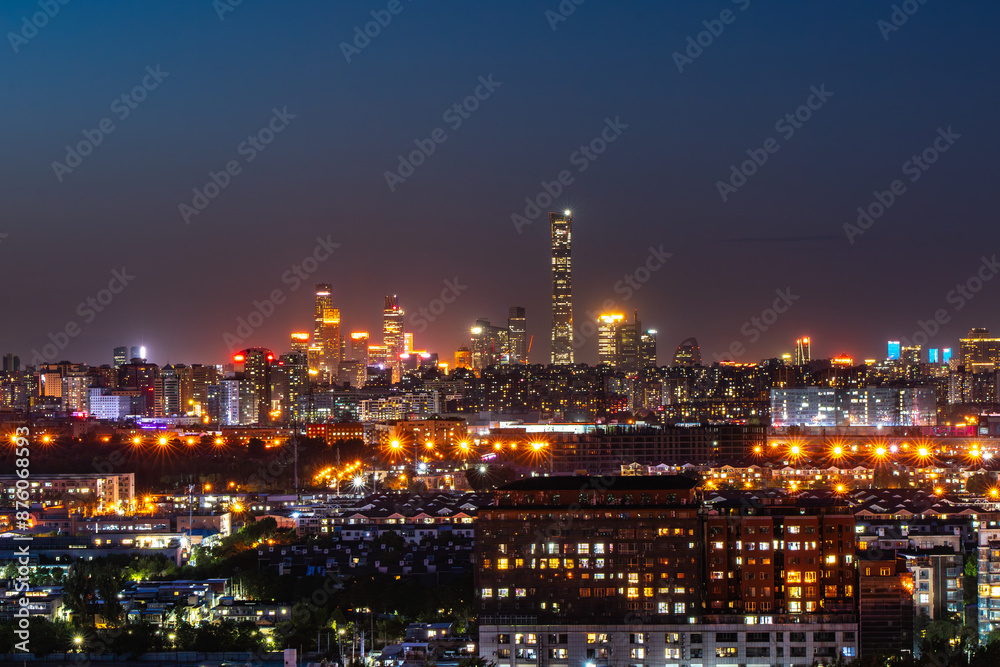 China Beijing CBD urban buildings night scene lighting China Beijing CBD urban buildings night scene lighting