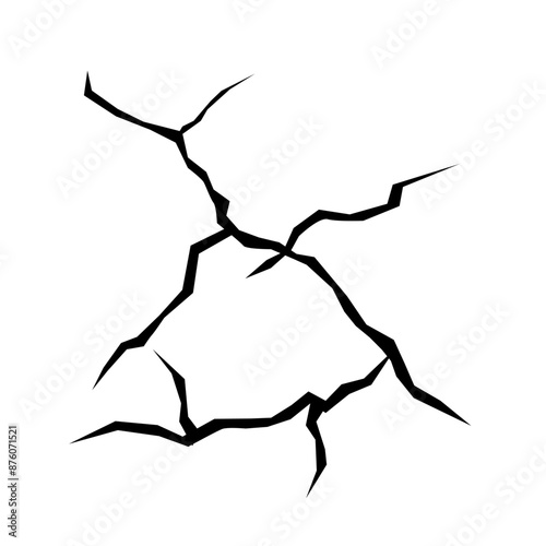 Ground crack, land surface and breaks from earthquake isolated on white background. Black fractures, fissure in ground, crevices from disaster or drought vector illustration