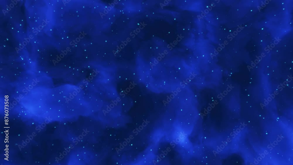 Night turbulent sky with stars 3D effect video. Motion loop animation starry sky background decoration.