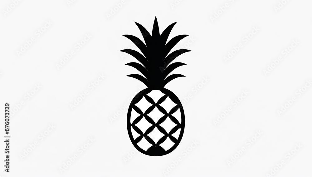 Pineapple black silhouette on a white background, a simple design with high contrast in a minimalistic and graphic style using simple shapes and flat colors. Pineapple black silhouette on a white background, a simple design with high contrast in a minimalistic and graphic style using simple shapes and flat colors.