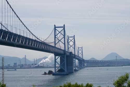 Seto-ohashi Bridge and a view of the factory photo
