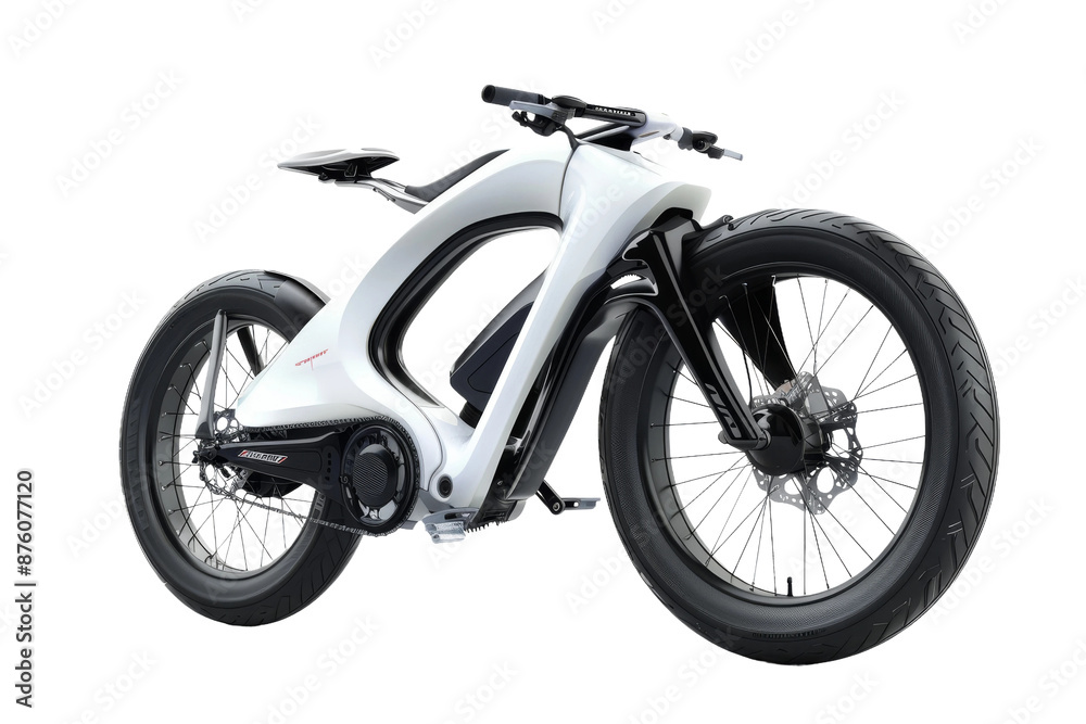 Futuristic bicycle with smart features isolated on transparent background