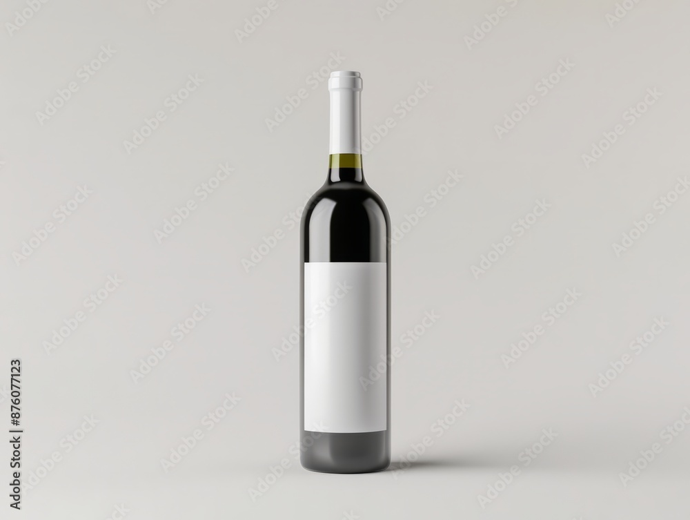 A single bottle of red wine with a blank label on a white background. A single bottle of red wine with a blank label on a white background.