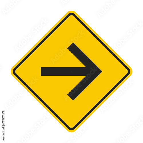 Isolated rectangle yellow arrow direction sign, traffic sign, road safety label