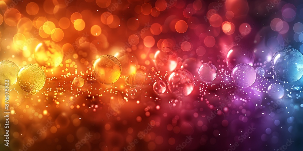 Abstract background with rainbow hues and liquid orbs, intense and vivid colors.