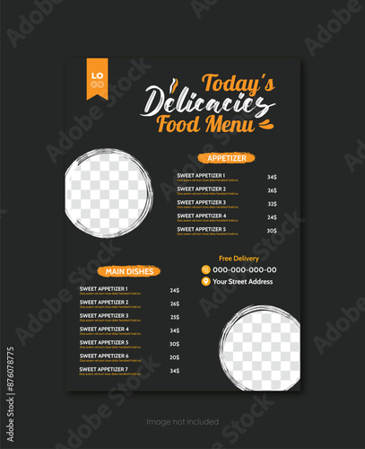 Modern restaurant menu template.