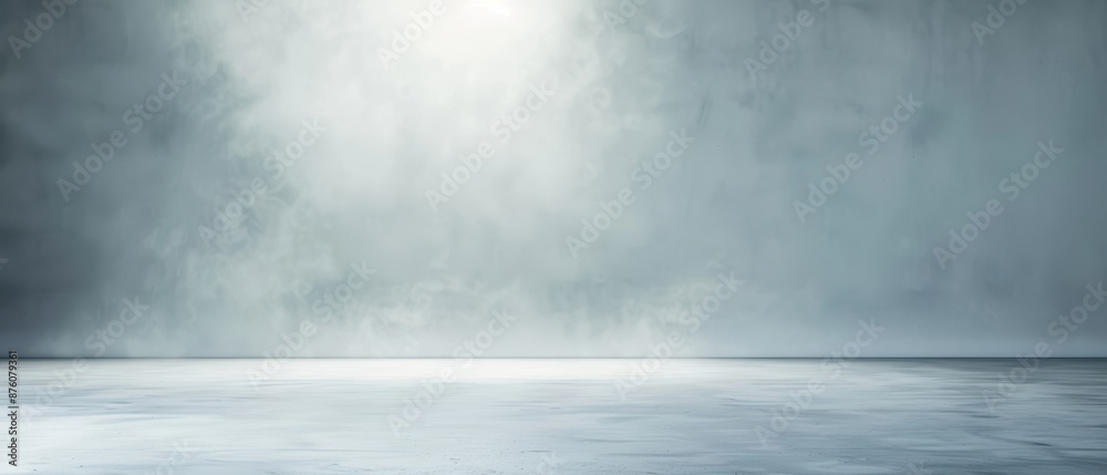 A large, empty room with a grey wall and a white floor A large, empty room with a grey wall and a white floor