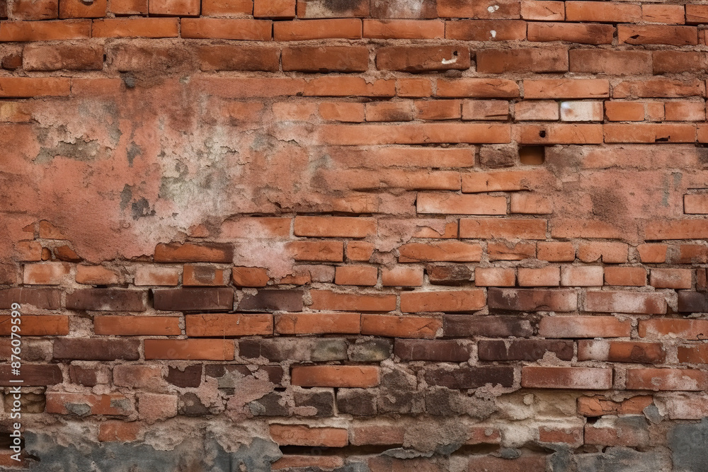Red brick wall background, wide panorama of masonry Red brick wall background, wide panorama of masonry
