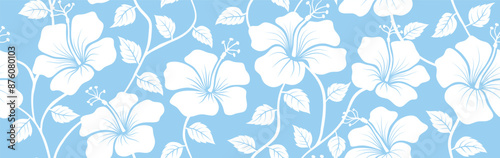 Hibiscus flowers seamless pattern.