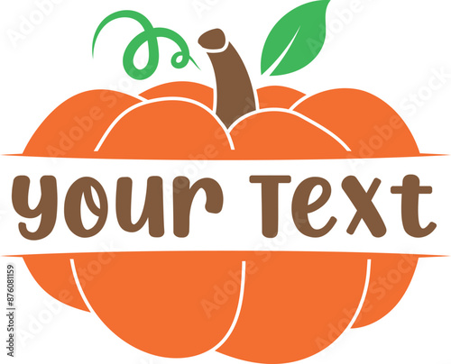 Fall pumpkin monogram frame vector Illustration. Vegetable monogram design