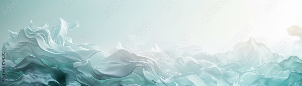 A blue and white background with a wave of fabric