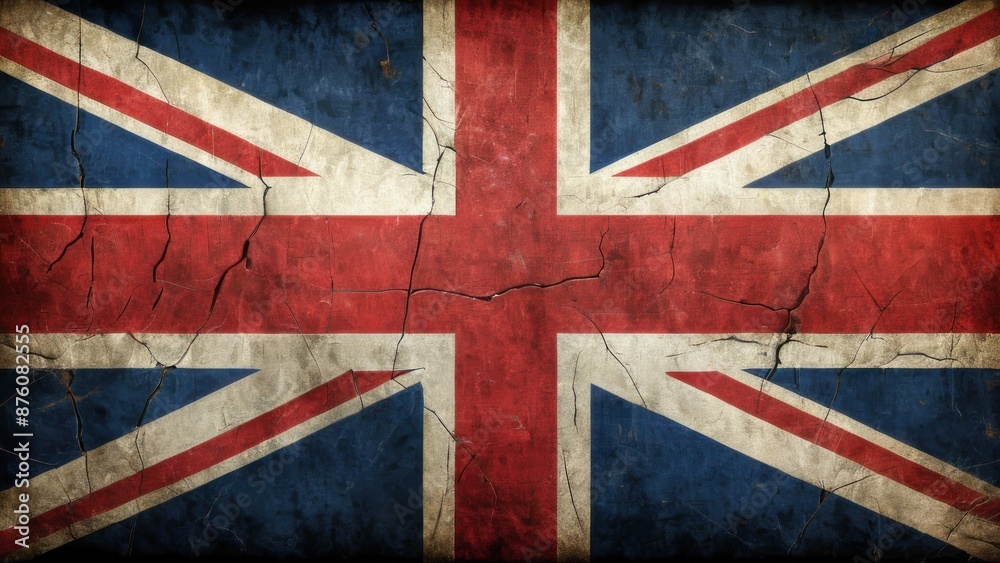 Fototapeta premium Vintage British Union Jack Flag with Weathered Texture