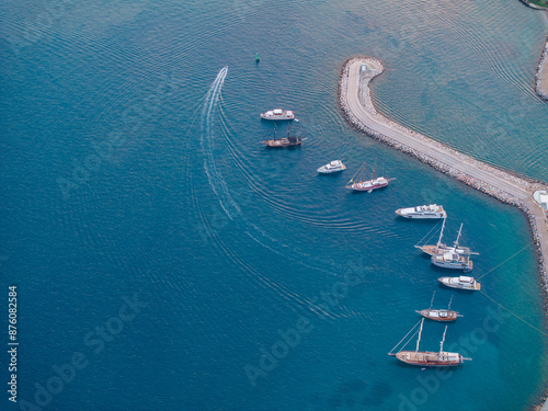 Bodrum City and Coast in the Summer Season Drone Photo, Bodrum Mugla, Turkiye (Turkey) photo