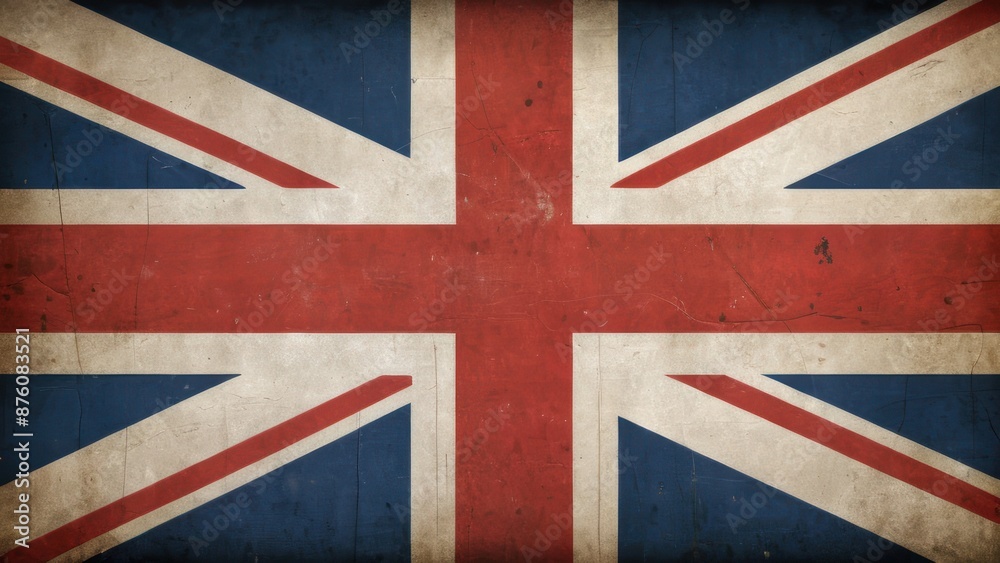 Fototapeta premium Vintage British Union Jack Flag with Weathered Texture