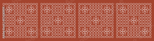 Set of Indian folk art pulli kolam. editable home decor patterns.