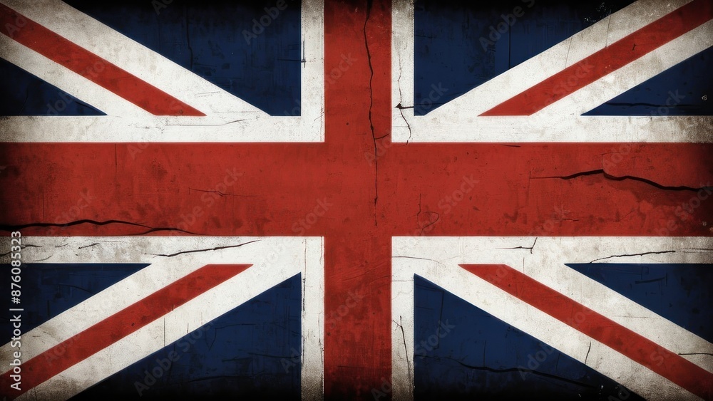 Fototapeta premium Vintage British Union Jack Flag with Weathered Texture