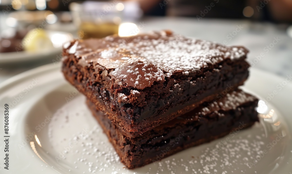 Un brownie squisito servito in un ristorante elegante, perfettamente decorato, irresistibile alla vista e al gusto. Un brownie squisito servito in un ristorante elegante, perfettamente decorato, irresistibile alla vista e al gusto.