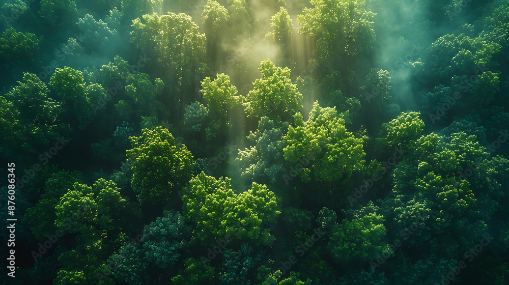 Fototapeta premium Serenity from Above: Bird's Eye View of a Forest
