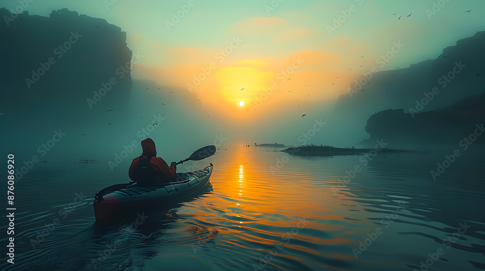 Serene Kayaking Escape: Turquoise Dawn on Calm Waters Serene Kayaking Escape: Turquoise Dawn on Calm Waters