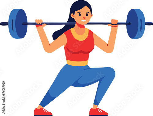 An illustration of a woman lifting a barbell, highlighting strength training and athleticism.