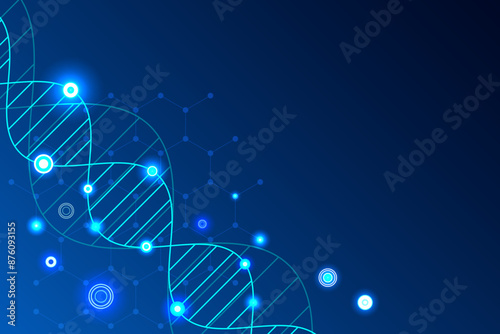 Abstract  technology science concept with a DNA molecules and biology vector illustration.DNA blue background. 