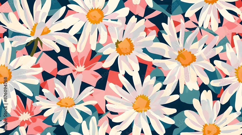 Exquisite Floral Patterns in Lush Pastel Palette with Captivating Art Deco Geometric Motifs Exquisite Floral Patterns in Lush Pastel Palette with Captivating Art Deco Geometric Motifs