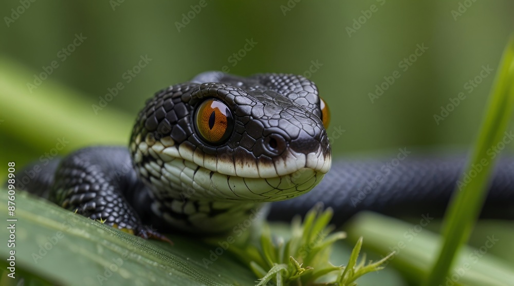 Obraz premium Vibrant Black Snake Close-Up