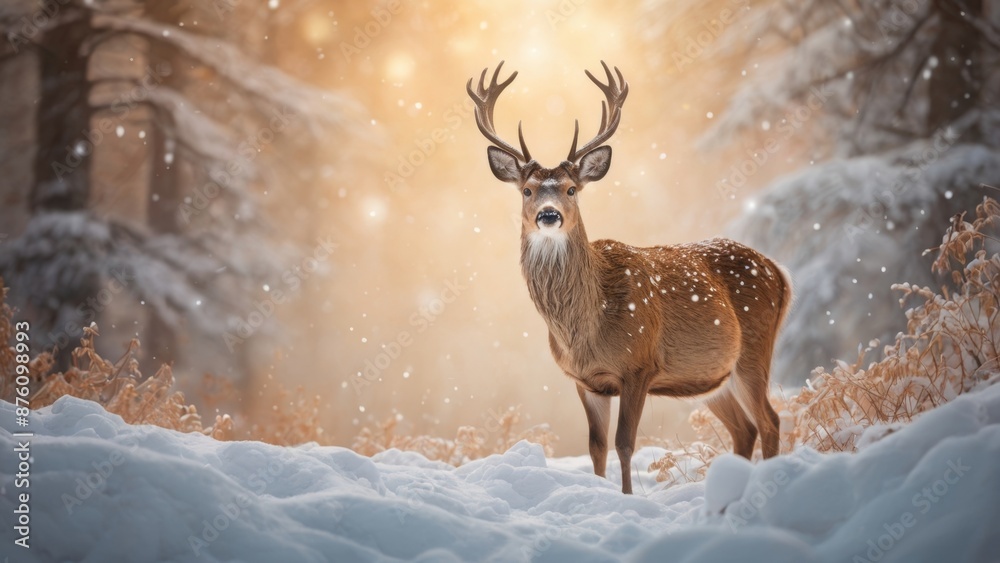 Majestic Deer in Winter Wonderland Majestic Deer in Winter Wonderland