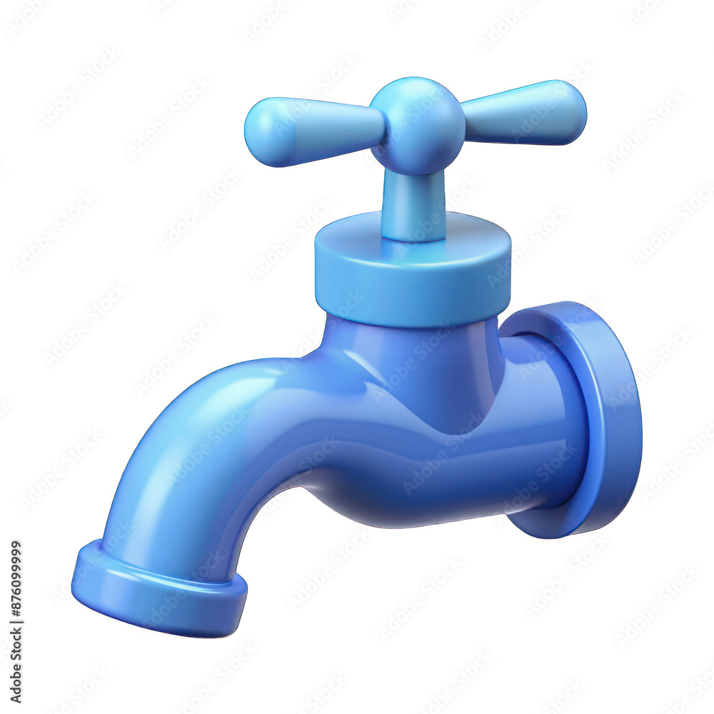 Light blue water tap 3d isolated on transparent background Light blue water tap 3d isolated on transparent background