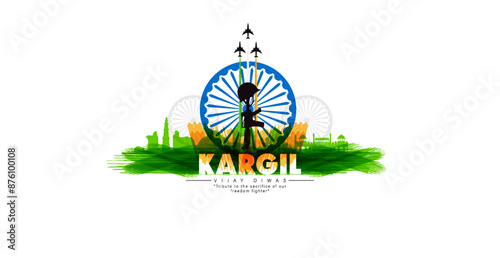 illustration of silhouettes of soldiers abstract concept for Kargil Vijay Diwas, banner or poster. Vector illustration	
