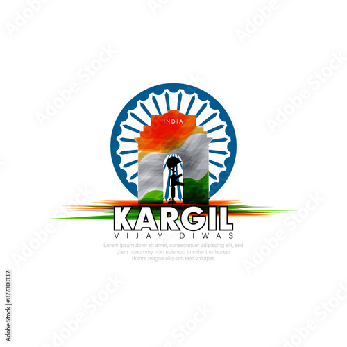 illustration of silhouettes of soldiers abstract concept for Kargil Vijay Diwas, banner or poster. Vector illustration	
