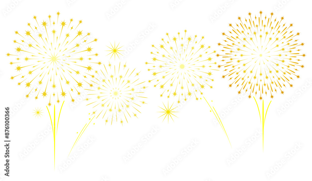 Obraz premium Golden Fireworks vector for new year
