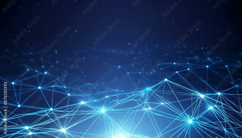 Fototapeta premium Abstract digital network connection background with blue nodes and lines, representing technology, data, and communication concepts. 