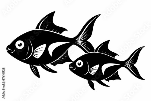 Fish silhouette vector, black fish icon