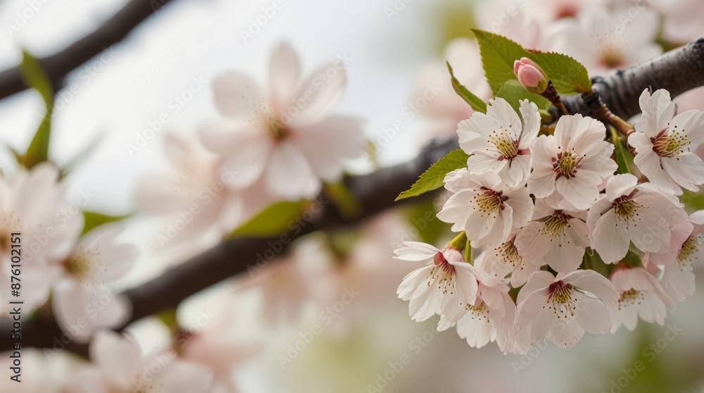 Obraz premium Blossoming Cherry Tree Branch