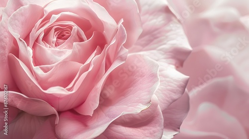 Blooming rose texture, soft pink rose flower with beautiful petals background, close up. 
