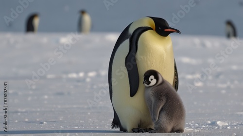 Emperor Penguin Parent and Chick