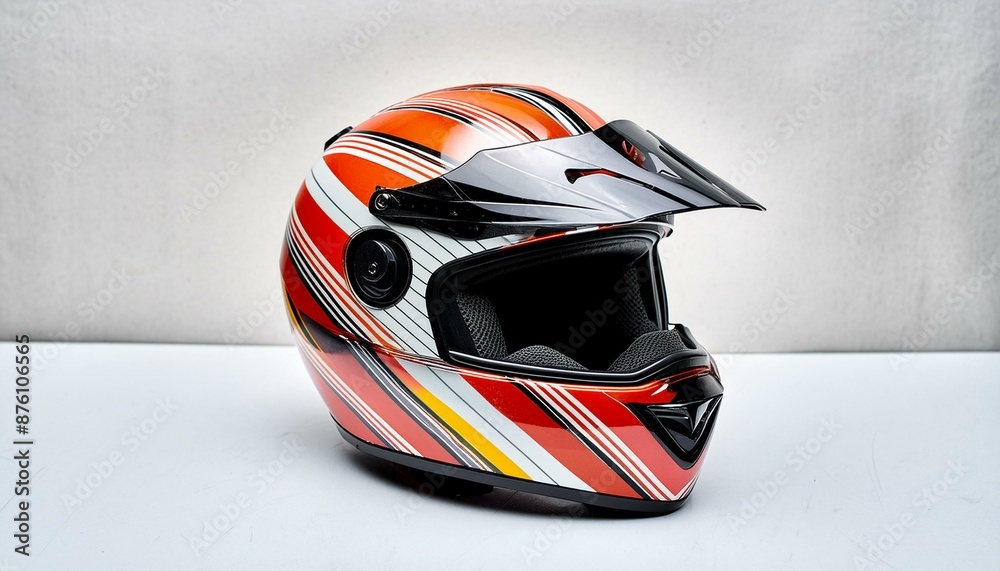 Fototapeta premium New modern motorcycle helmet isolated on white 