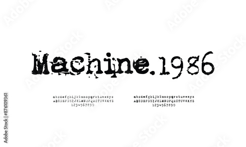Vector old typewriter font. Vintage grunge letters. Old destroyed printed letters. thin and bold. vector illustration
