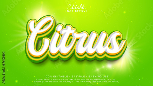 Lemon sour text style headline for food and beverage label. Citrus editable text effect