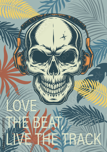 Skull meloman vintage poster colorful
