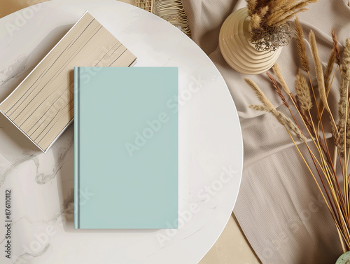 Simple yellow blank hardcover front cover book mockup template lux country style modern notebook diary empty plain author custom minimal planner boho design lifestyle bookshop craft writing branding